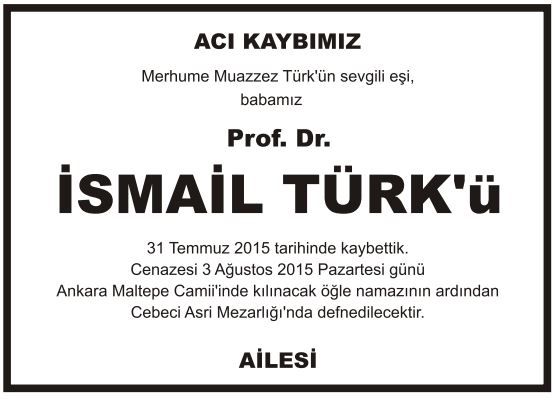 prof doktor ismail türk vefat